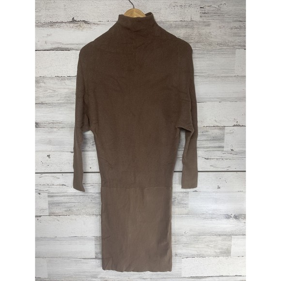 $125 Anna Cai Women's Brown Funnel Neck Long Dolman Sleeve Sweater Dress Size XS - Picture 2 of 5